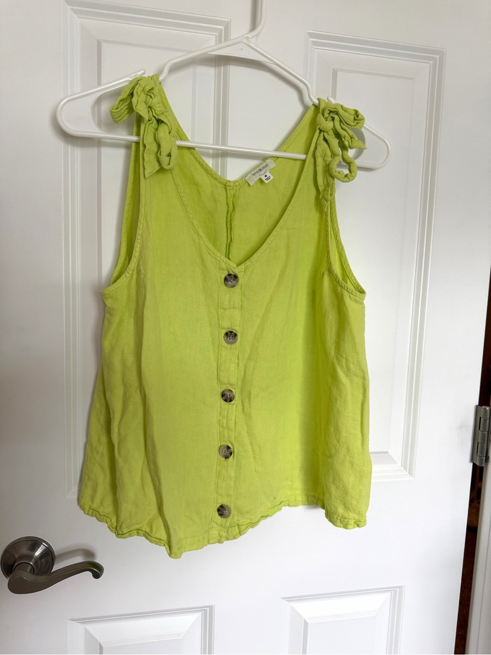 Lime Green Tie-Shoulder Tank Top | Size Medium
